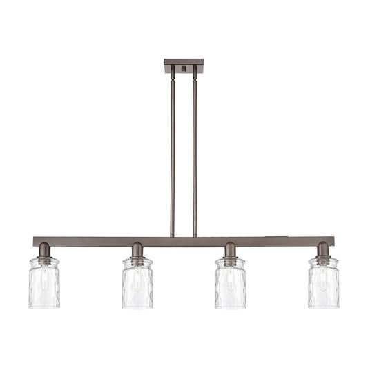 Innovations Candor 48in 4-Light Island Light | Industrial Oil Rubbed Bronze Steel and Clear Waterglass Glass | Kitchen Island | Model 716-4I-OB-G352