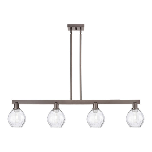 Innovations Waverly 49in 4-Light Island Light | Industrial Oil Rubbed Bronze Steel and Clear Glass | Kitchen Island & Dining Room | Model 716-4I-OB-G362