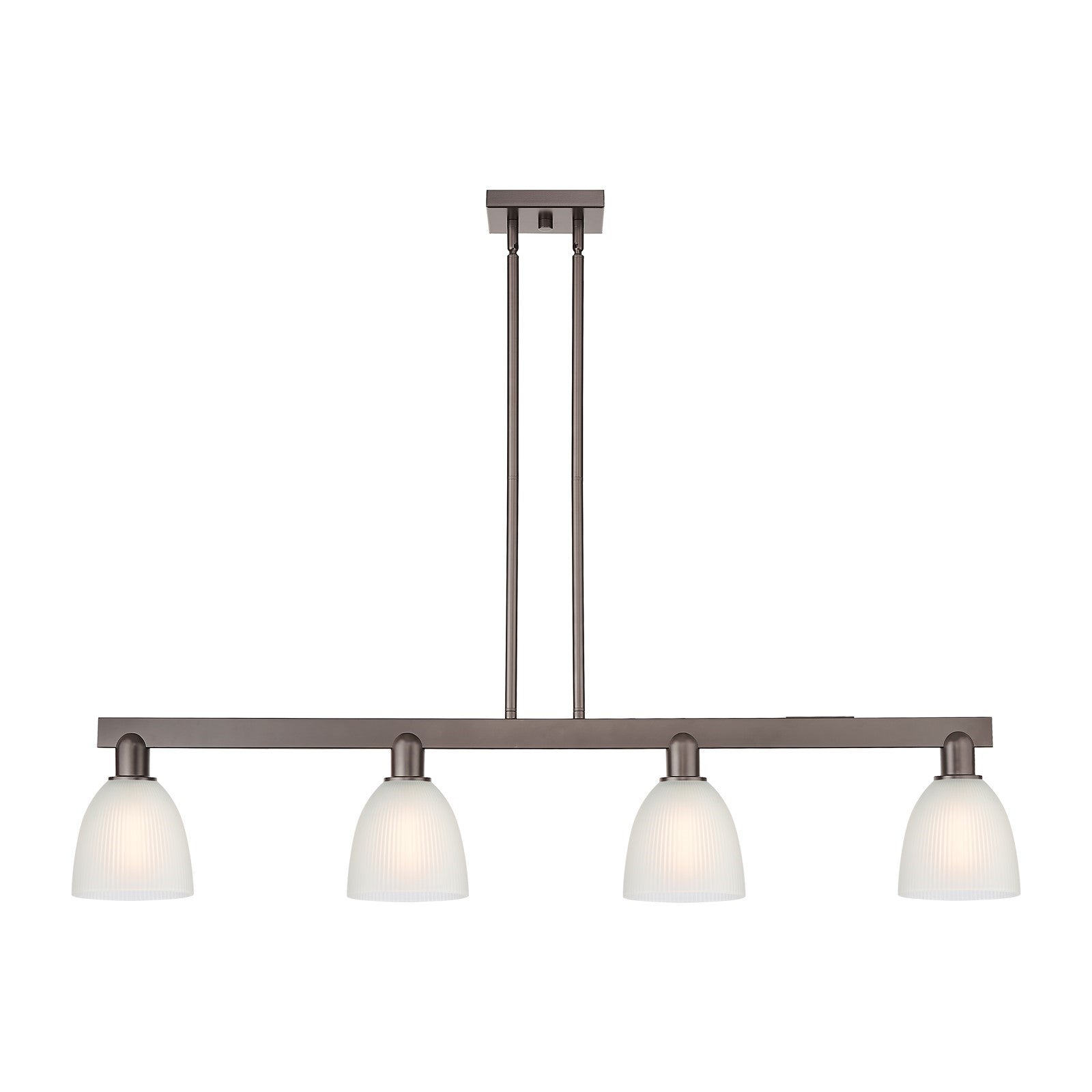 Innovations Castile 49in 4-Light Island Light | Industrial Oil Rubbed Bronze Steel and White Glass | Kitchen Island & Dining Room | Model 716-4I-OB-G381