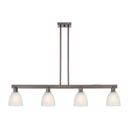 Innovations Castile 49in 4-Light Island Light | Industrial Oil Rubbed Bronze Steel and White Glass | Kitchen Island & Dining Room | Model 716-4I-OB-G381