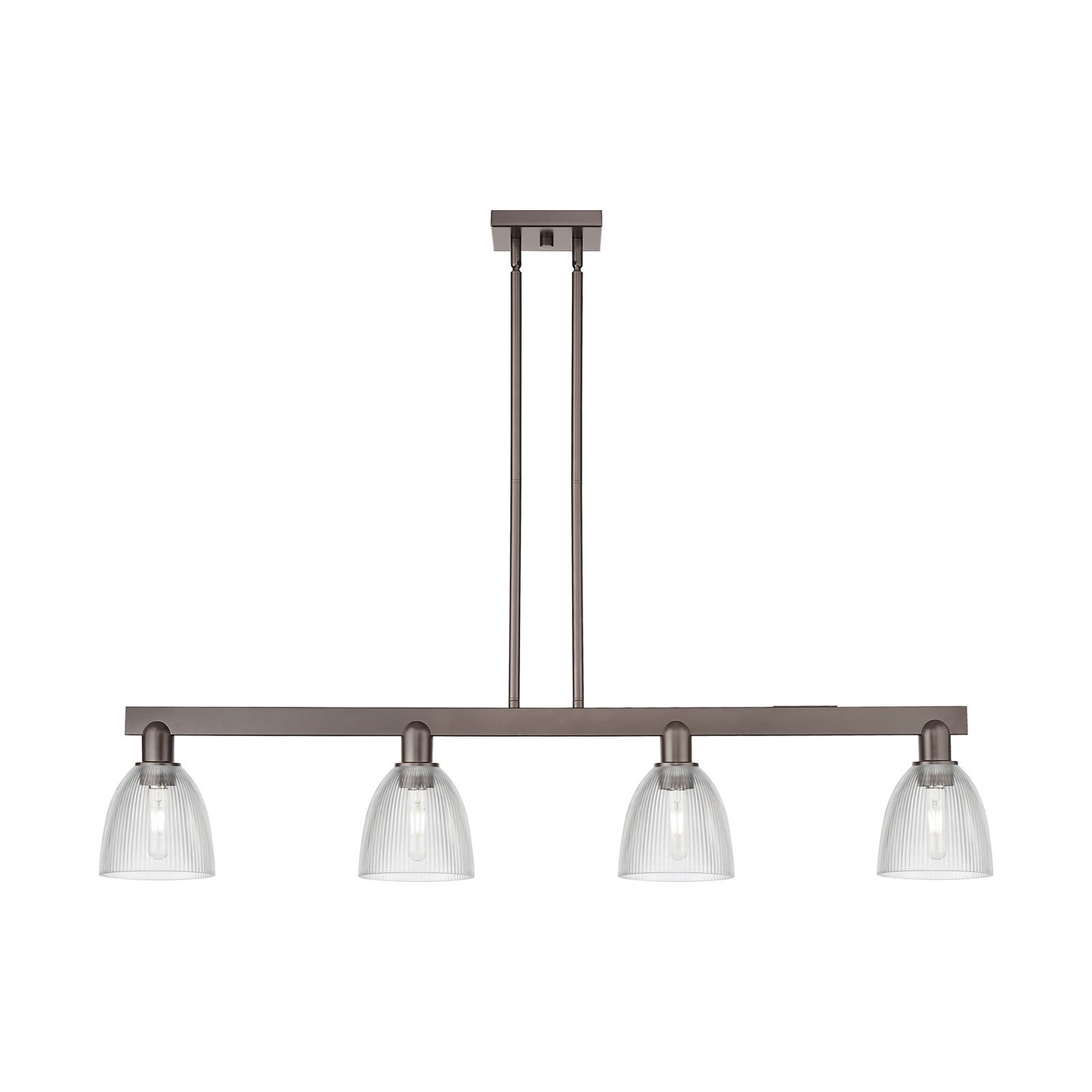 Innovations Castile 49in 4-Light Island Light | Industrial Oil Rubbed Bronze Steel and Clear Glass | Kitchen Island | 49 x 10 x 9 in | Model 716-4I-OB-G382