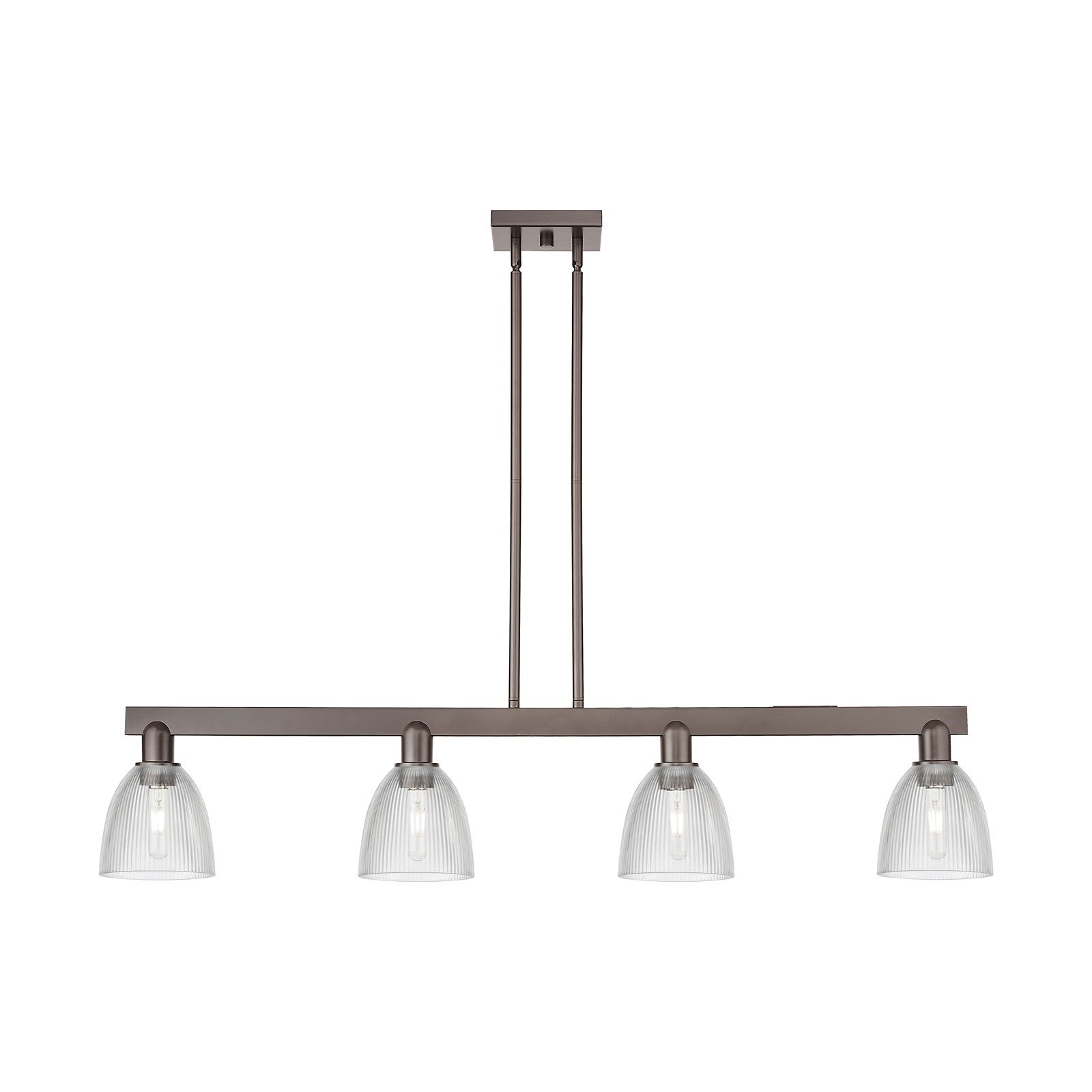 Innovations Castile 49in 4-Light Island Light | Industrial Oil Rubbed Bronze Steel and Clear Glass | Kitchen Island | 49 x 10 x 9 in | Model 716-4I-OB-G382