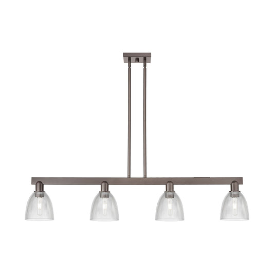 Innovations Castile 49in 4-Light Island Light | Industrial Oil Rubbed Bronze Steel and Clear Glass | Kitchen Island | 49 x 10 x 9 in | Model 716-4I-OB-G382