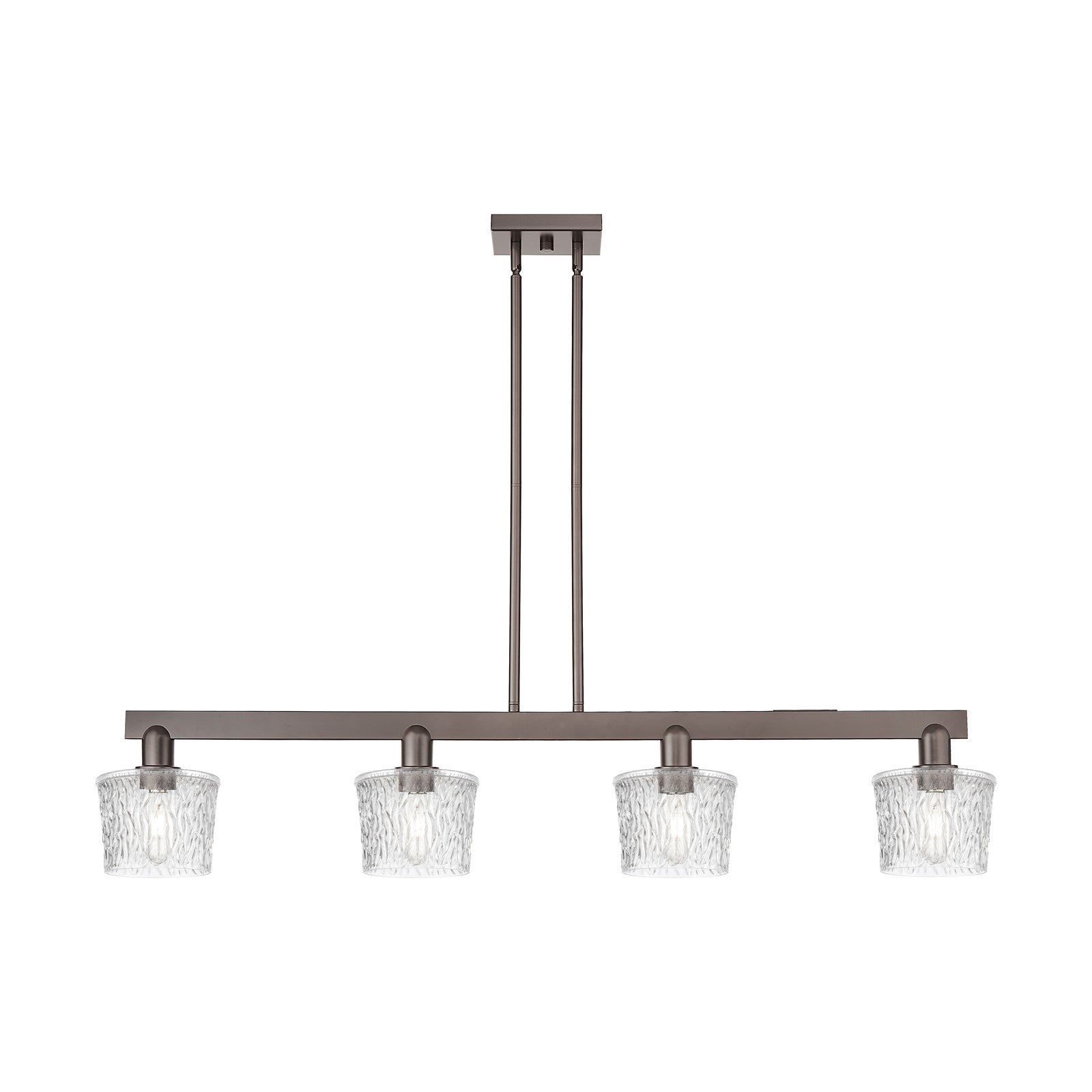 Innovations Niagara 49in 4-Light Island Light | Industrial Oil Rubbed Bronze Steel and Clear Glass | Kitchen Island & Dining Room | Model 716-4I-OB-G402