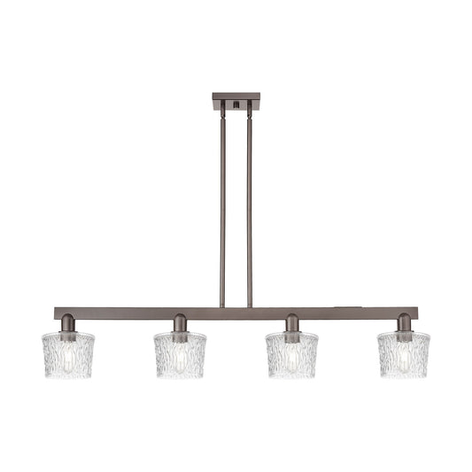 Innovations Niagara 49in 4-Light Island Light | Industrial Oil Rubbed Bronze Steel and Clear Glass | Kitchen Island & Dining Room | Model 716-4I-OB-G402