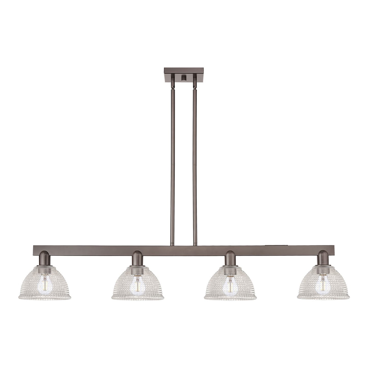 Innovations Arietta 51in 4-Light Island Light | Industrial Oil Rubbed Bronze Steel and Clear Glass | Kitchen Island & Dining Room | Model 716-4I-OB-G422