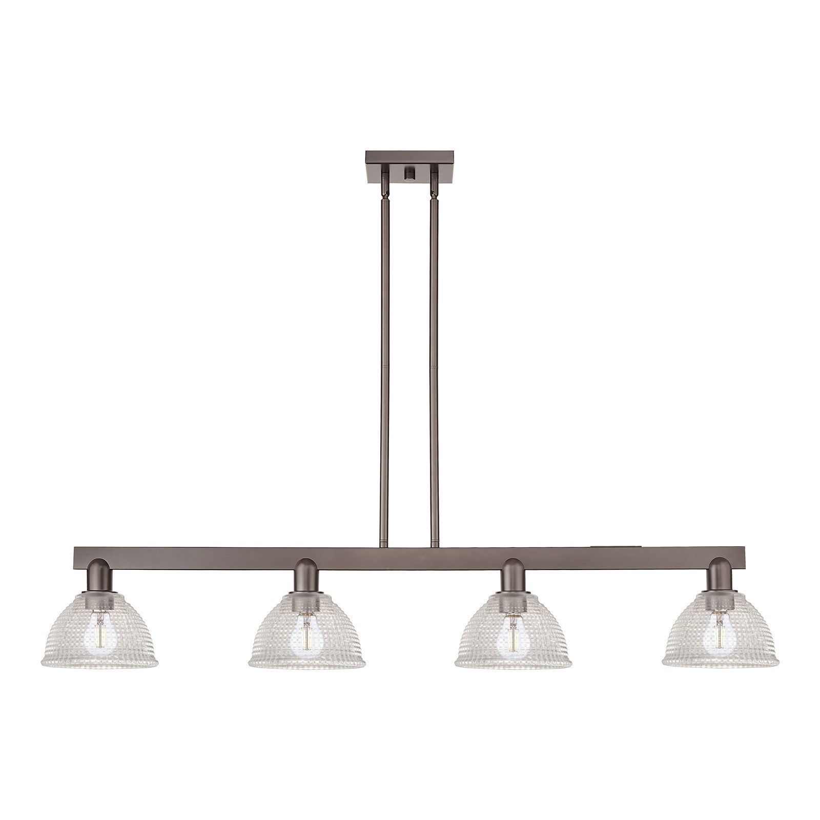 Innovations Arietta 51in 4-Light Island Light | Industrial Oil Rubbed Bronze Steel and Clear Glass | Kitchen Island & Dining Room | Model 716-4I-OB-G422