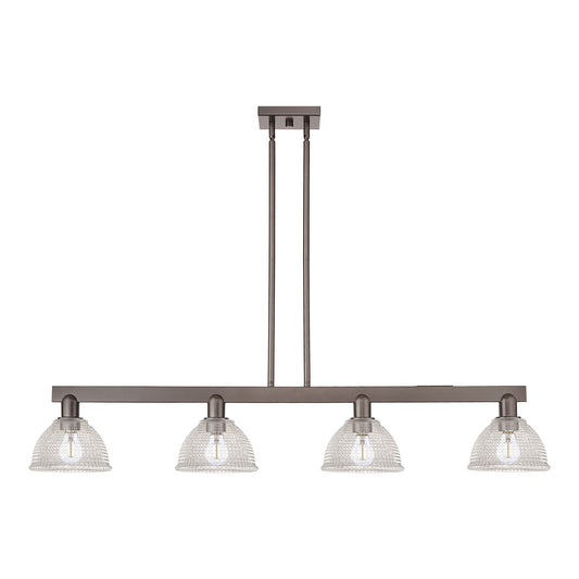 Innovations Arietta 51in 4-Light Island Light | Industrial Oil Rubbed Bronze Steel and Clear Glass | Kitchen Island & Dining Room | Model 716-4I-OB-G422