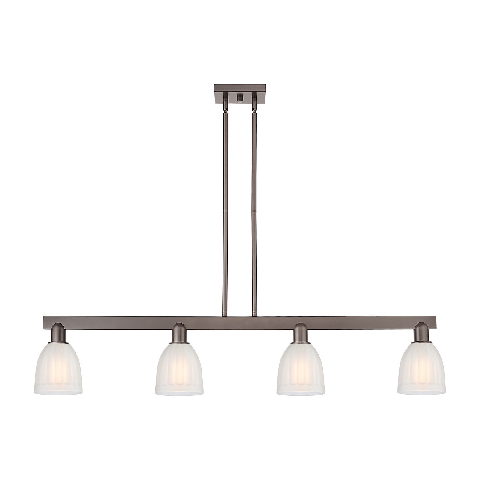 Innovations Brookfield 49in 4-Light Island Light | Industrial Oil Rubbed Bronze and White Frosted Glass | Kitchen Island & Dining | Model 716-4I-OB-G441
