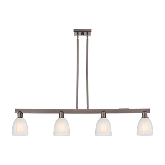 Innovations Brookfield 49in 4-Light Island Light | Industrial Oil Rubbed Bronze and White Frosted Glass | Kitchen Island & Dining | Model 716-4I-OB-G441