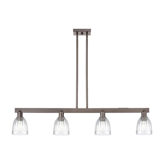 Innovations Brookfield 48.5in 4-Light Island Light | Industrial Oil Rubbed Bronze Steel and Clear Ribbed Glass | Kitchen Island & | Model 716-4I-OB-G442