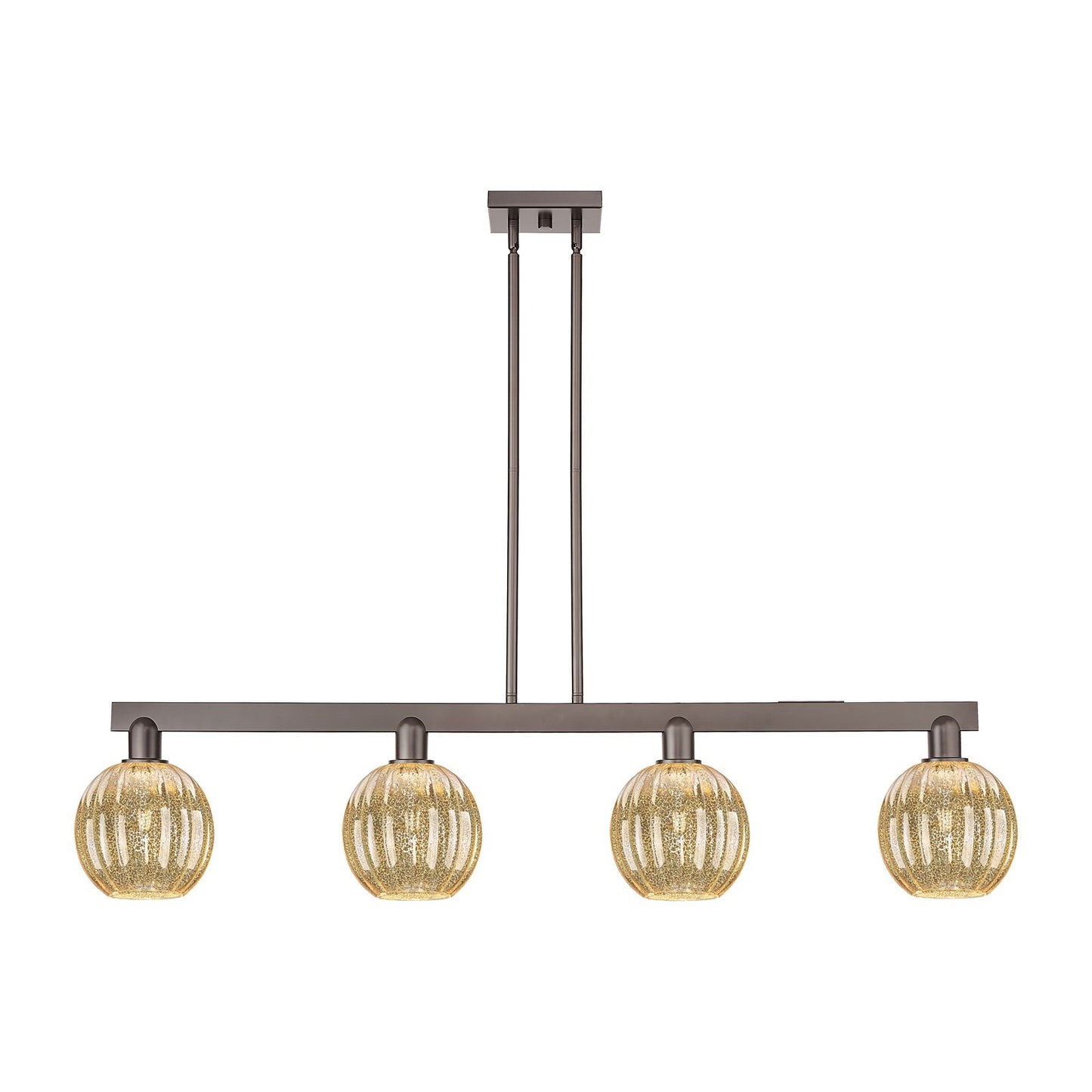 Innovations Preston Globe 50in 4-Light Island Light | Industrial Oil Rubbed Bronze Steel and Mercury Glass | Kitchen Island | Model 716-4I-OB-G458-7ME