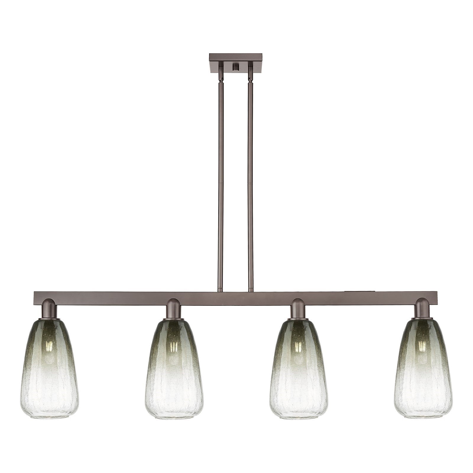 Innovations Brookhaven Almond 49in 4-Light Island Light | Industrial Oil Rubbed Bronze Steel and Slate Glass | Kitchen Island & | Model 716-4I-OB-G480-6SL