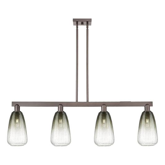 Innovations Brookhaven Almond 49in 4-Light Island Light | Industrial Oil Rubbed Bronze Steel and Slate Glass | Kitchen Island & | Model 716-4I-OB-G480-6SL