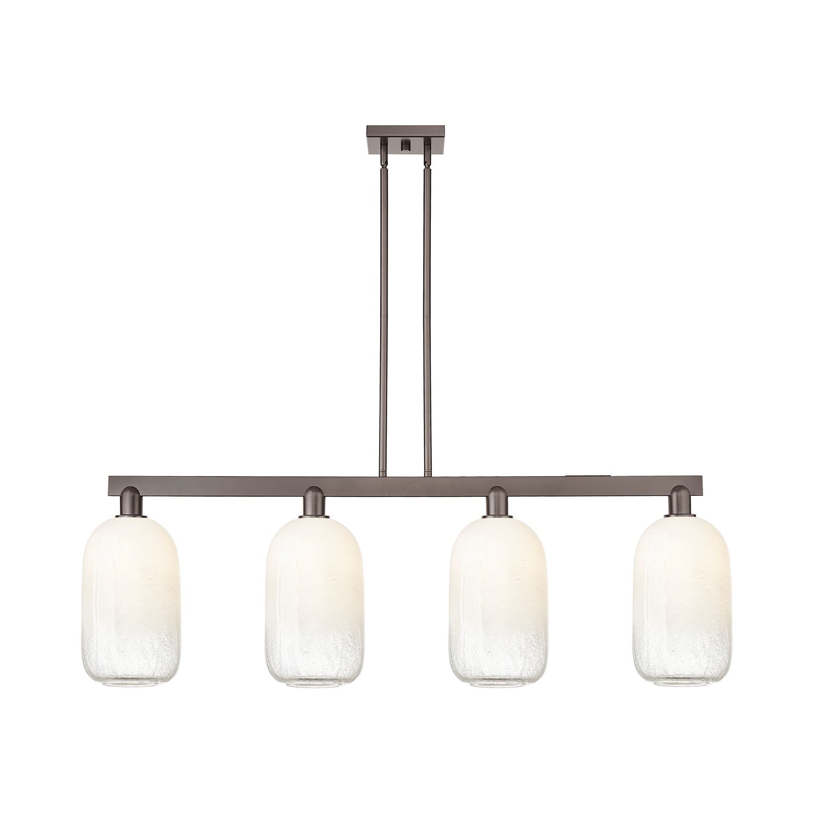 Innovations Brookhaven Cloche 50in 4-Light Island Light | Industrial Oil Rubbed Bronze and Opal Glass | Kitchen Island | Model 716-4I-OB-G482-7OP