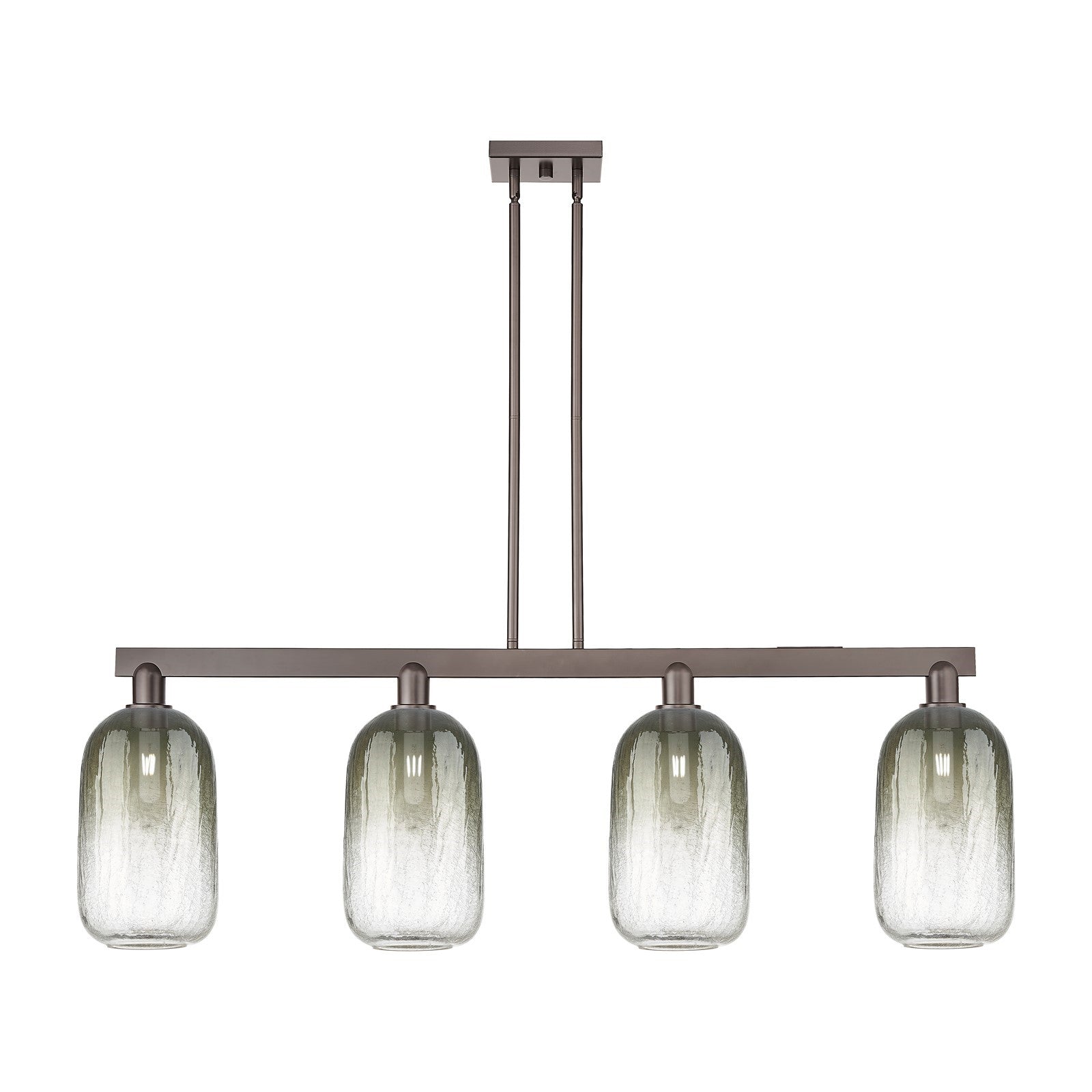 Innovations Brookhaven Cloche 49.75in 4-Light Island Light | Industrial Oil Rubbed Bronze Steel and Slate Glass | Kitchen | Model 716-4I-OB-G482-7SL
