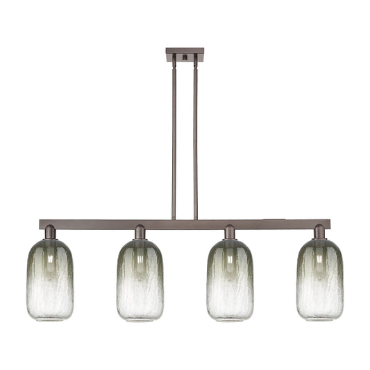 Innovations Brookhaven Cloche 49.75in 4-Light Island Light | Industrial Oil Rubbed Bronze Steel and Slate Glass | Kitchen | Model 716-4I-OB-G482-7SL