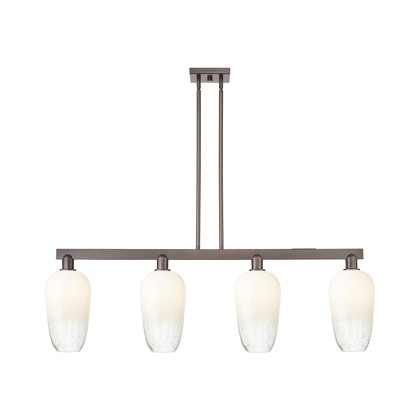 Innovations Brookhaven Flute 50in 4-Light Island Light | Industrial Oil Rubbed Bronze Steel and Opal Glass | Kitchen Island & | Model 716-4I-OB-G484-7OP