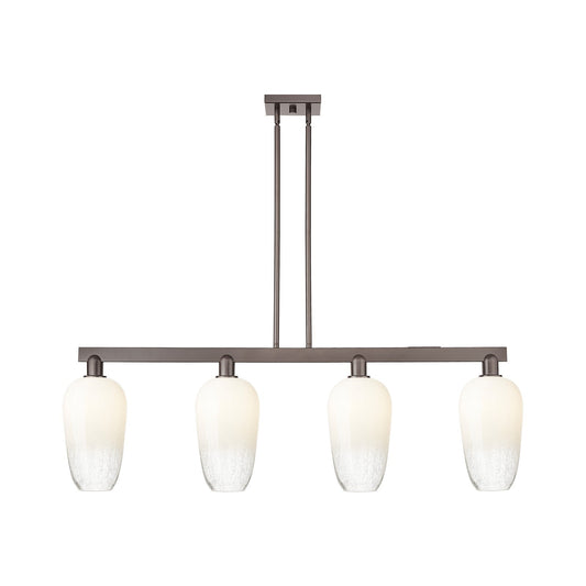 Innovations Brookhaven Flute 50in 4-Light Island Light | Industrial Oil Rubbed Bronze Steel and Opal Glass | Kitchen Island & | Model 716-4I-OB-G484-7OP