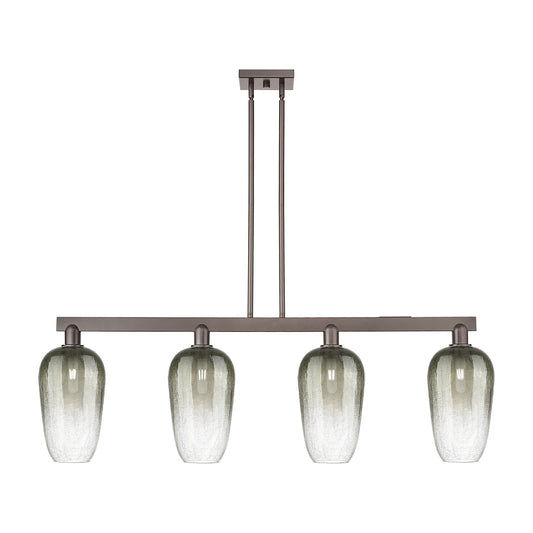 Innovations Brookhaven Flute 50in 4-Light Island Light | Industrial Oil Rubbed Bronze Steel and Slate Glass | Kitchen Island & | Model 716-4I-OB-G484-7SL