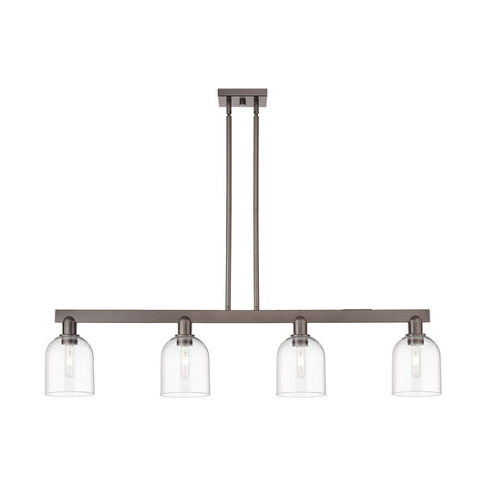 Innovations Bella 48in 4-Light Island Light | Industrial Oil Rubbed Bronze Steel and Clear Glass | Kitchen Island & Dining Room | Model 716-4I-OB-G558-6CL