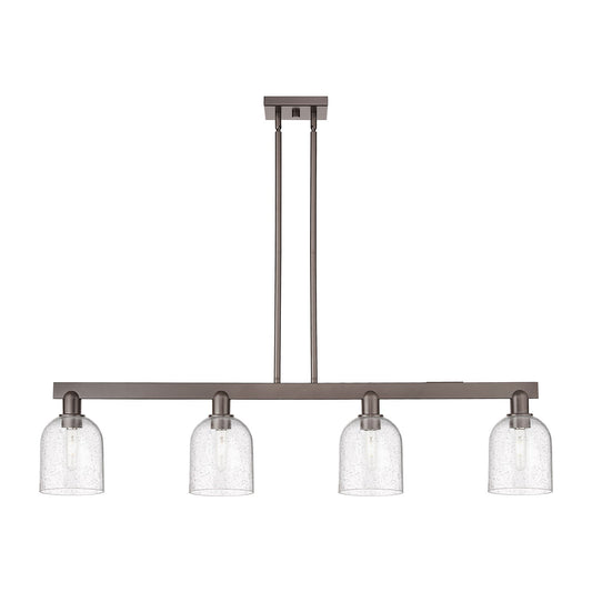 Innovations Bella 48in 4-Light Island Light | Industrial Oil Rubbed Bronze Steel and Seedy Glass | Kitchen Island & Dining | Model 716-4I-OB-G558-6SDY