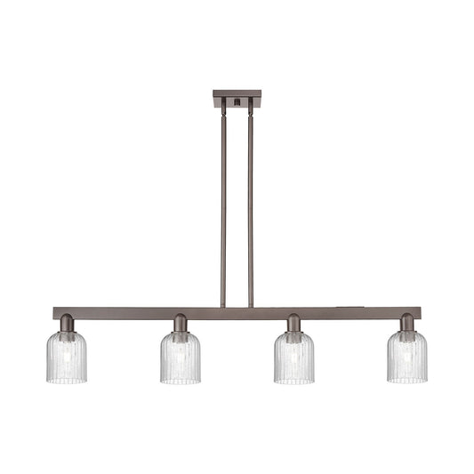 Innovations Bridal Veil 48in 4-Light Island Light | Industrial Oil Rubbed Bronze Steel and Seedy Glass | Kitchen Island | Model 716-4I-OB-G559-5SDY