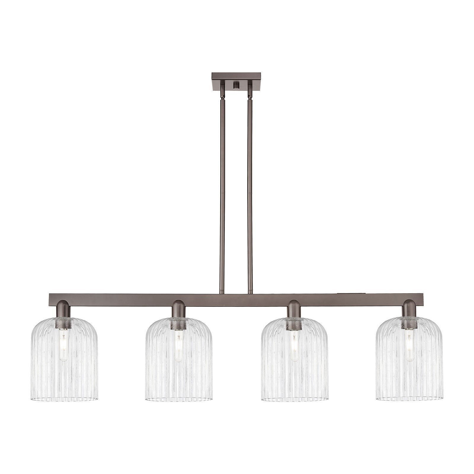 Innovations Bridal Veil 51in 4-Light Island Light | Industrial Oil Rubbed Bronze Steel and Clear Ribbed Glass | Kitchen Island | Model 716-4I-OB-G559-8CL