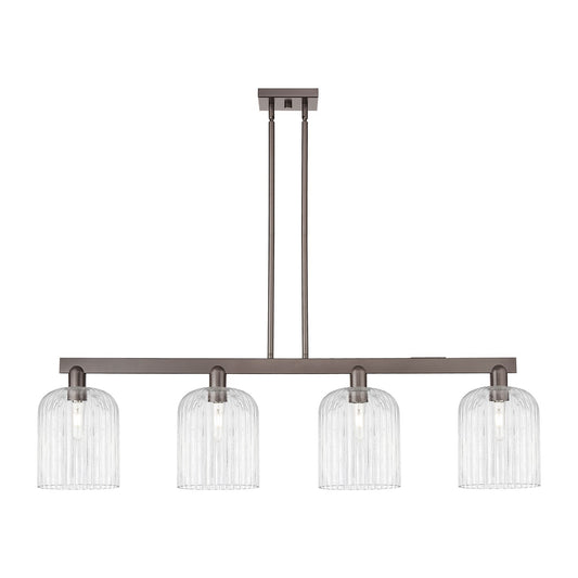 Innovations Bridal Veil 51in 4-Light Island Light | Industrial Oil Rubbed Bronze Steel and Clear Ribbed Glass | Kitchen Island | Model 716-4I-OB-G559-8CL