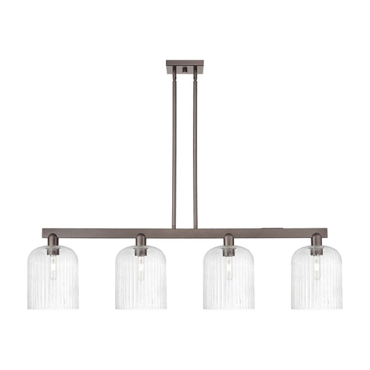 Innovations Bridal Veil 51in 4-Light Island Light | Industrial Oil Rubbed Bronze Steel and Seedy Glass | Kitchen Island | Model 716-4I-OB-G559-8SDY