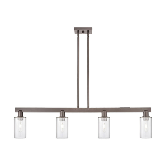 Innovations Clymer 47in 4-Light Island Light | Industrial Oil Rubbed Bronze Steel and Clear Glass | Kitchen Island | 46.62 x 9.75 in | Model 716-4I-OB-G802