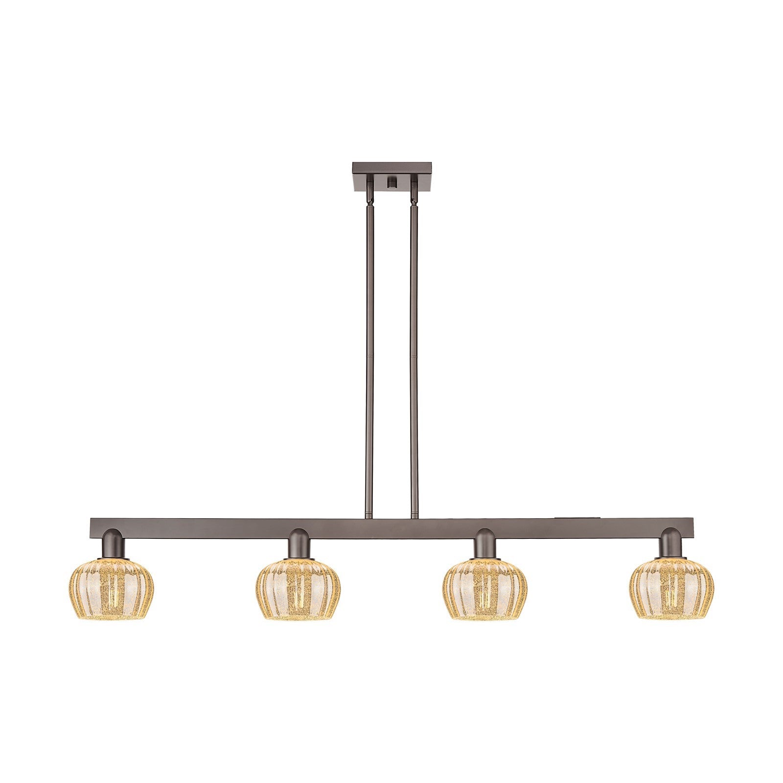 Innovations Fenton 49in 4-Light Island Light | Industrial Oil Rubbed Bronze Steel and Mercury Ribbed Glass | Kitchen Island | Model 716-4I-OB-G96