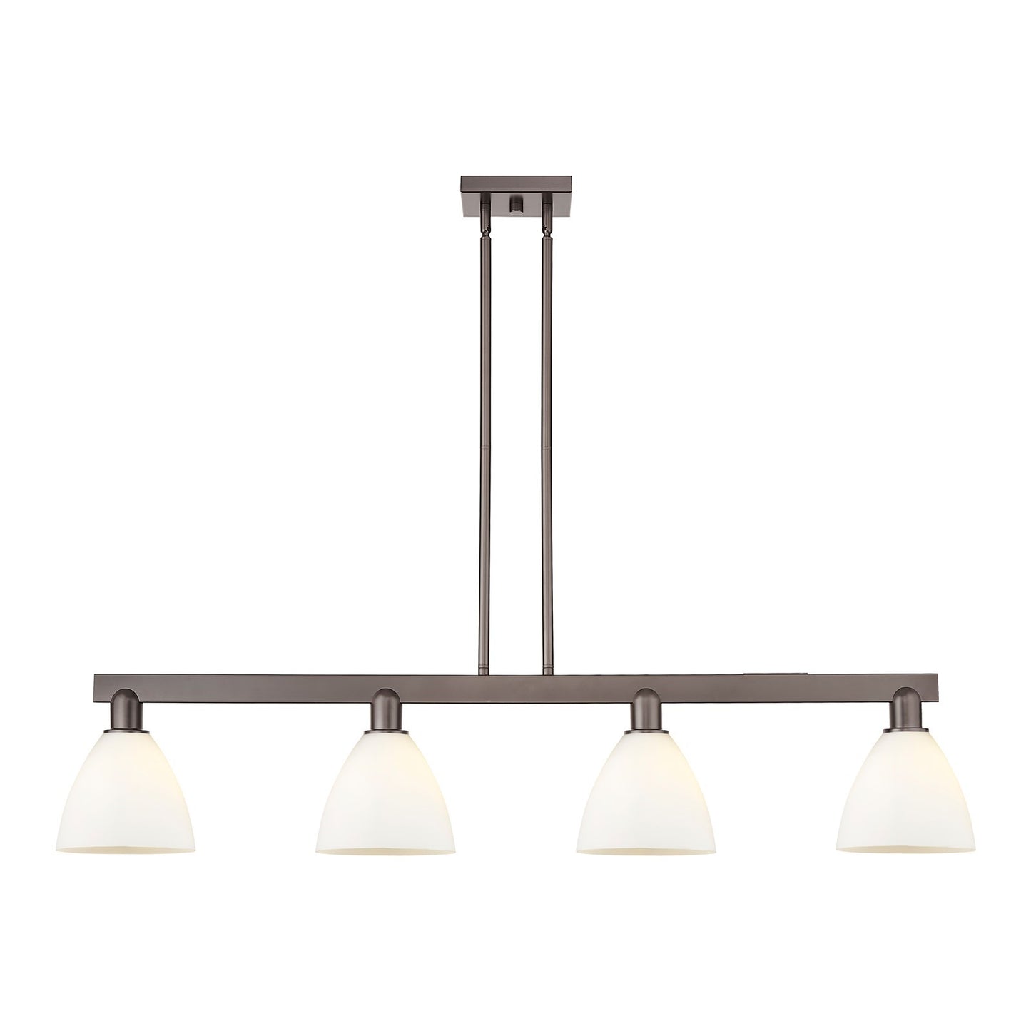 Innovations Bristol 50in 4-Light Island Light | Industrial Oil Rubbed Bronze Steel and Matte White Glass | Kitchen Island & | Model 716-4I-OB-GBD-751