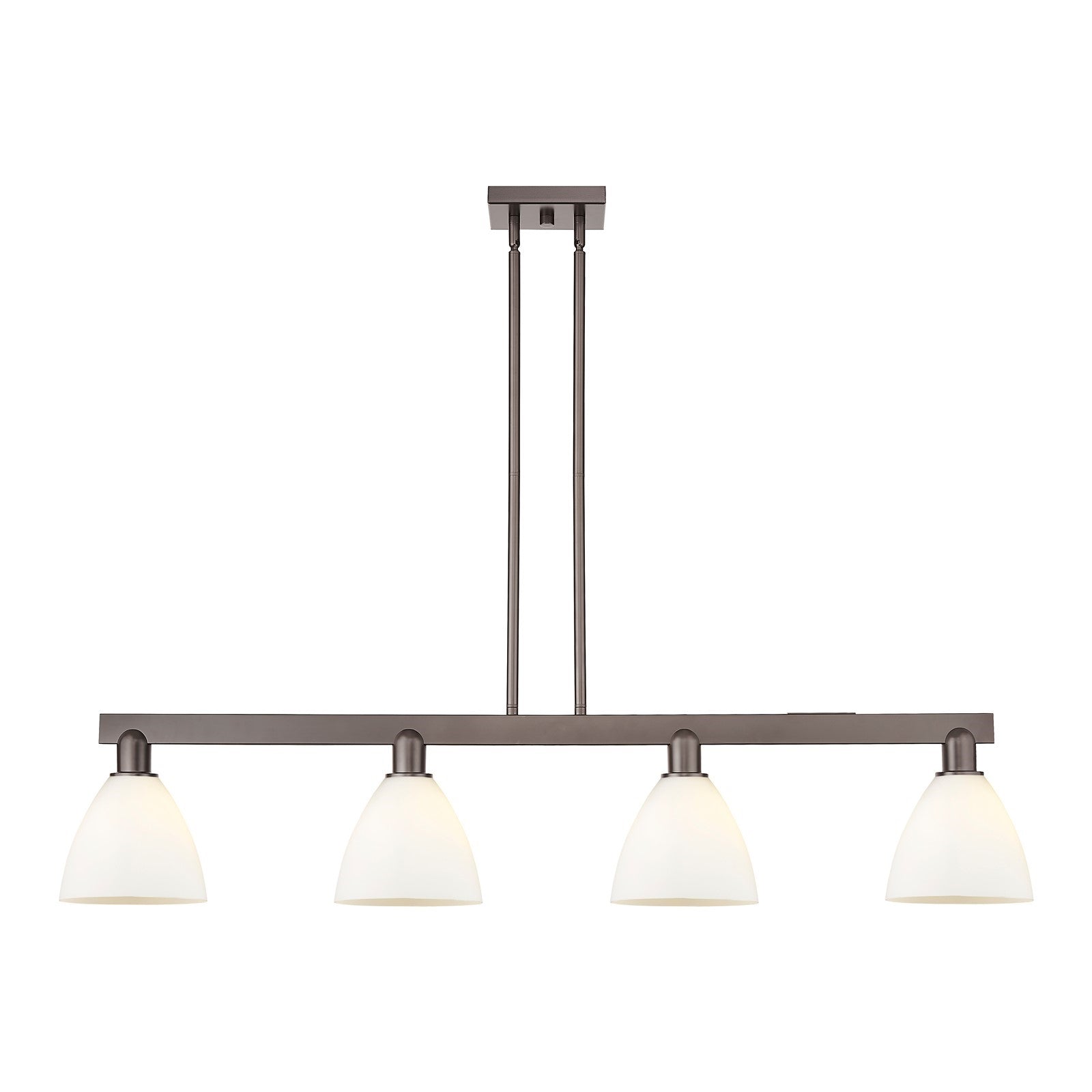 Innovations Bristol 50in 4-Light Island Light | Industrial Oil Rubbed Bronze Steel and Matte White Glass | Kitchen Island & | Model 716-4I-OB-GBD-751