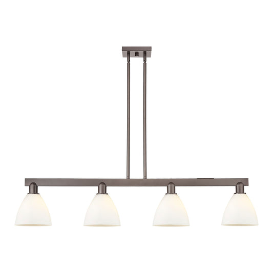 Innovations Bristol 50in 4-Light Island Light | Industrial Oil Rubbed Bronze Steel and Matte White Glass | Kitchen Island & | Model 716-4I-OB-GBD-751