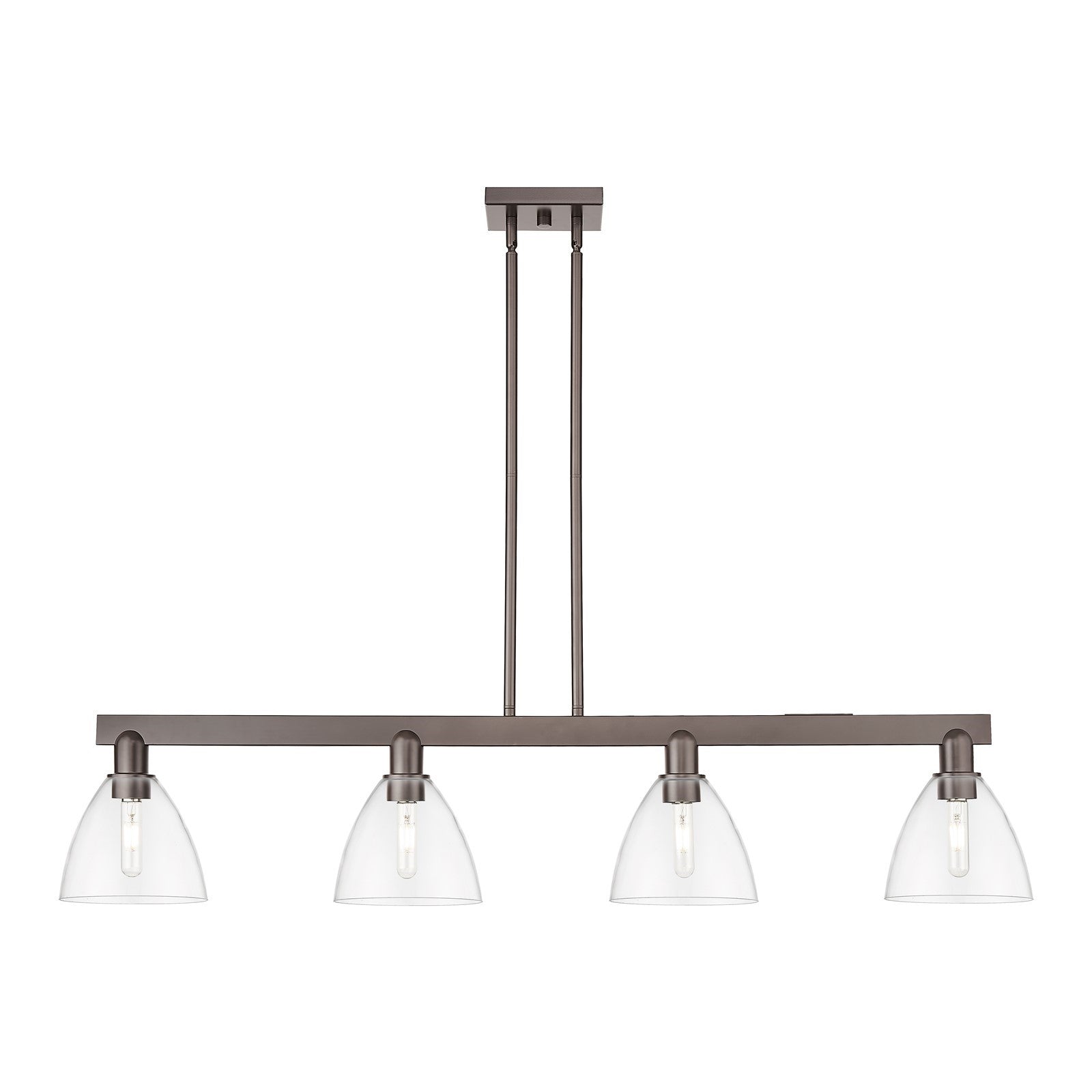 Innovations Bristol 50in 4-Light Island Light | Industrial Oil Rubbed Bronze Steel and Clear Glass | Kitchen Island & Dining | Model 716-4I-OB-GBD-752