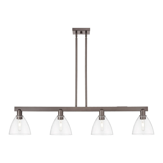 Innovations Bristol 50in 4-Light Island Light | Industrial Oil Rubbed Bronze Steel and Clear Glass | Kitchen Island & Dining | Model 716-4I-OB-GBD-752