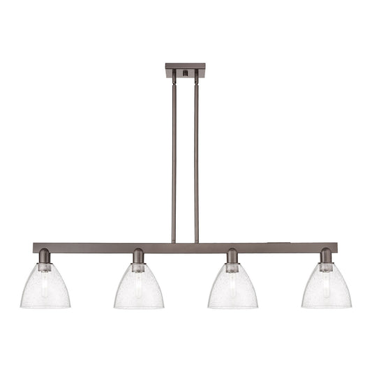 Innovations Bristol 50.25in 4-Light Island Light | Industrial Oil Rubbed Bronze Steel and Seedy Glass | Kitchen Island & Dining | Model 716-4I-OB-GBD-754