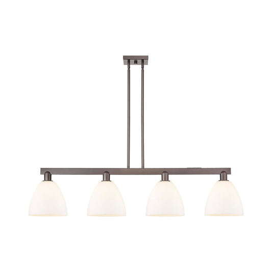 Innovations Bristol 52in 4-Light Island Light | Industrial Oil Rubbed Bronze Steel and Matte White Glass | Kitchen Island & | Model 716-4I-OB-GBD-91