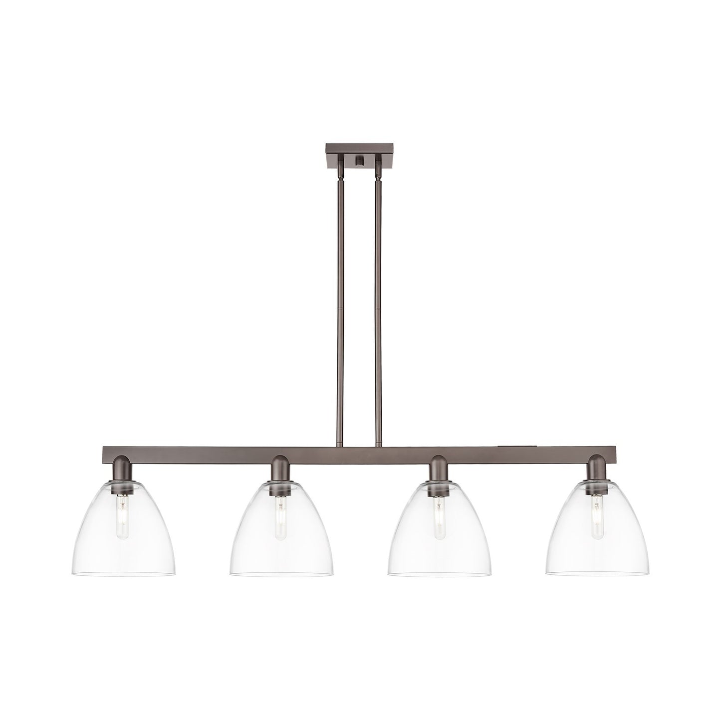 Innovations Bristol 52in 4-Light Island Light | Industrial Oil Rubbed Bronze Steel and Clear Glass | Kitchen Island & Dining Room | Model 716-4I-OB-GBD-92