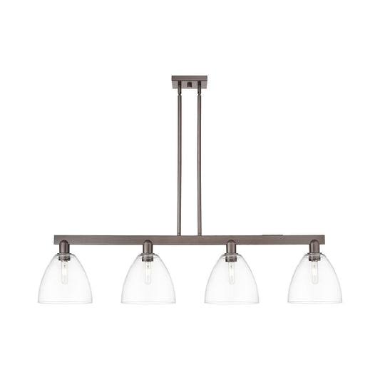 Innovations Bristol 52in 4-Light Island Light | Industrial Oil Rubbed Bronze Steel and Clear Glass | Kitchen Island & Dining Room | Model 716-4I-OB-GBD-92