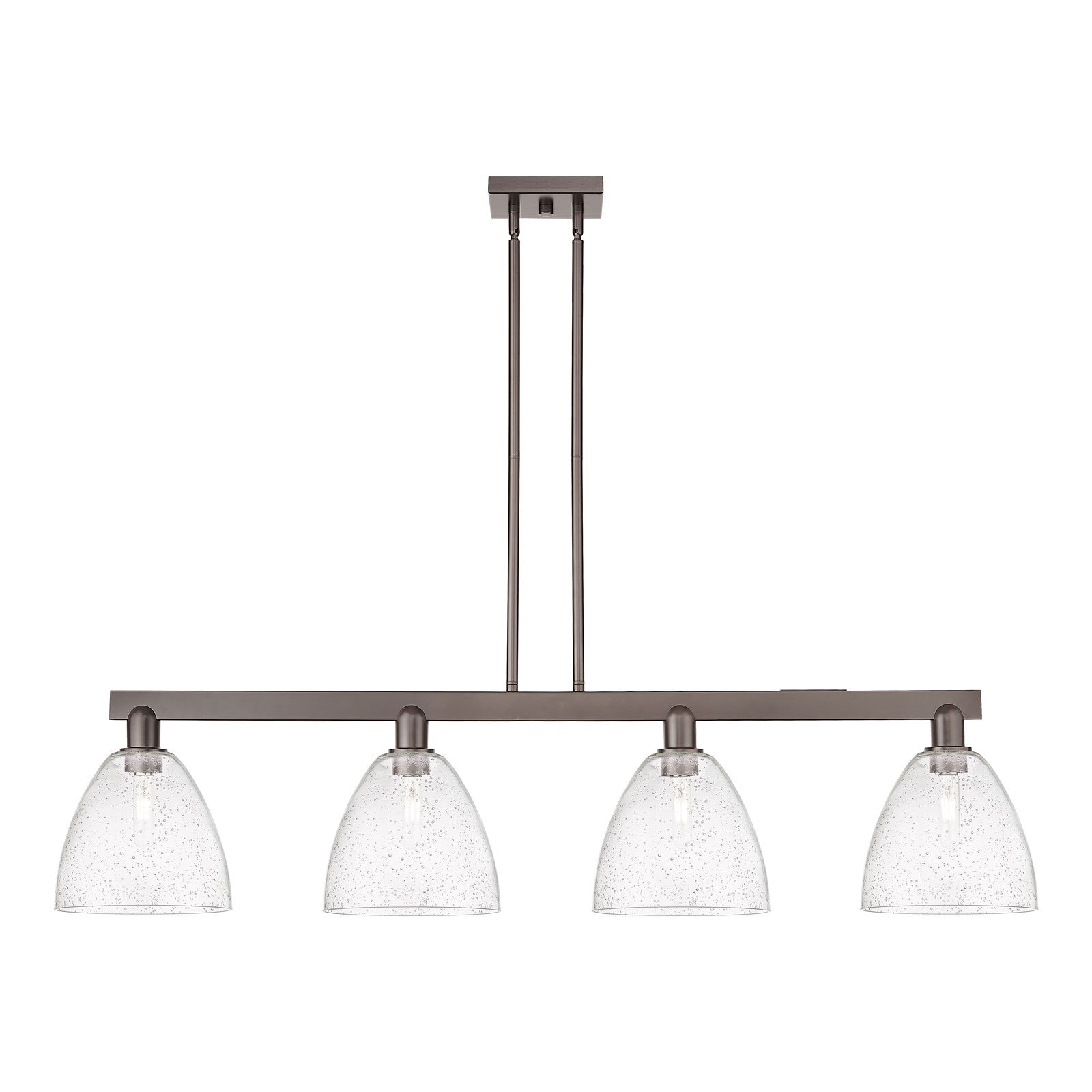 Innovations Bristol 52in 4-Light Island Light | Industrial Oil Rubbed Bronze Steel and Seedy Glass | Kitchen Island & Dining Room | Model 716-4I-OB-GBD-94