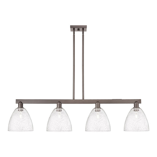 Innovations Bristol 52in 4-Light Island Light | Industrial Oil Rubbed Bronze Steel and Seedy Glass | Kitchen Island & Dining Room | Model 716-4I-OB-GBD-94