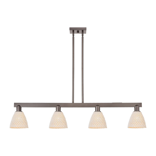 Innovations Bristol Natural 52in 4-Light Island Light | Industrial Oil Rubbed Bronze Steel and Natural Fiber Dome Shade | Model 716-4I-OB-NBD-9-NAT