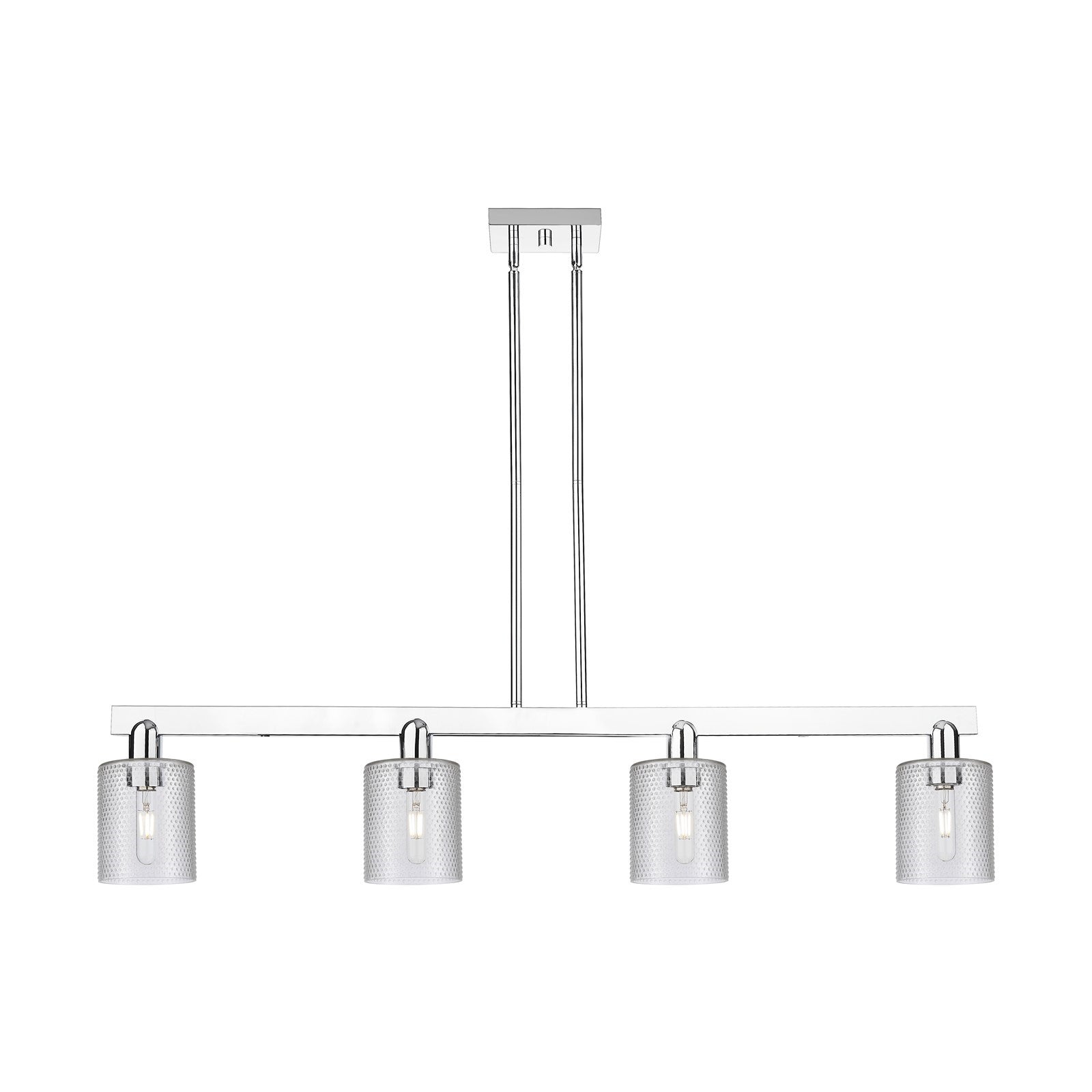Innovations Cobbleskill 48in 4-Light Island Light | Industrial Polished Chrome and Clear Glass | Kitchen Island & Dining Room | Model 716-4I-PC-G112