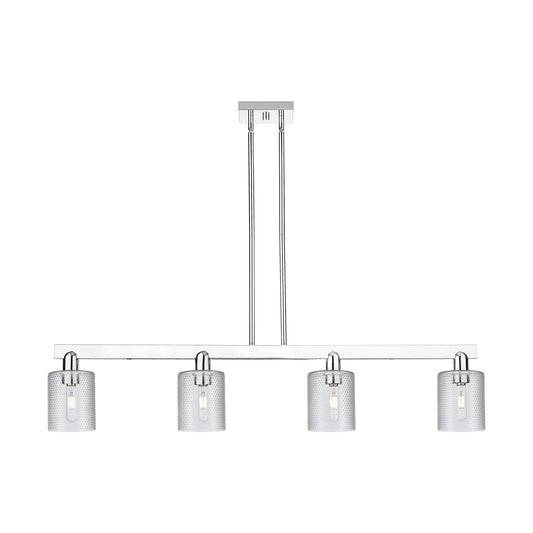 Innovations Cobbleskill 48in 4-Light Island Light | Industrial Polished Chrome and Clear Glass | Kitchen Island & Dining Room | Model 716-4I-PC-G112