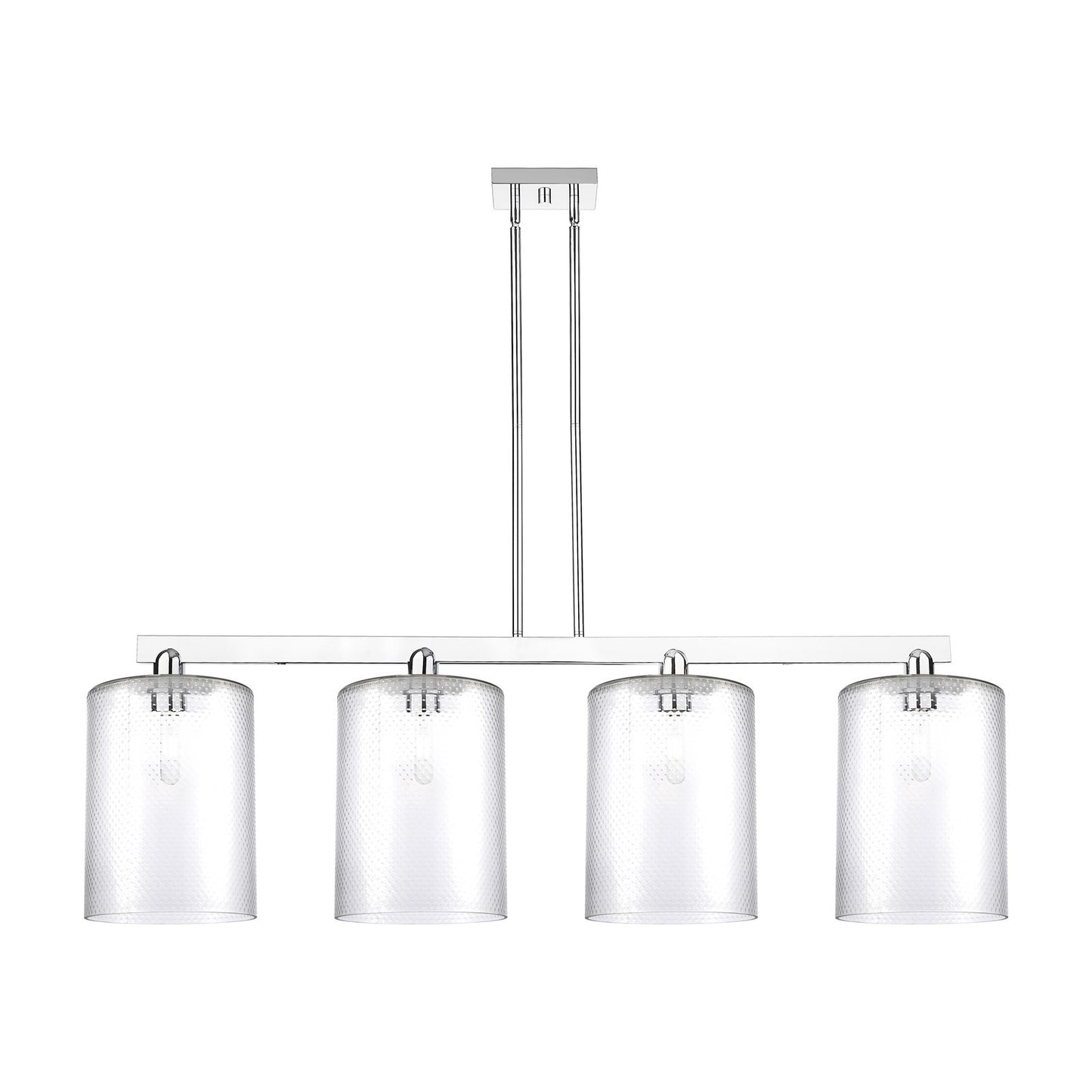 Innovations Cobbleskill 52in 4-Light Island Light | Industrial Polished Chrome Steel and Clear Glass | Kitchen Island & Dining | Model 716-4I-PC-G112-L