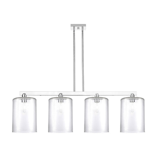 Innovations Cobbleskill 52in 4-Light Island Light | Industrial Polished Chrome Steel and Clear Glass | Kitchen Island & Dining | Model 716-4I-PC-G112-L