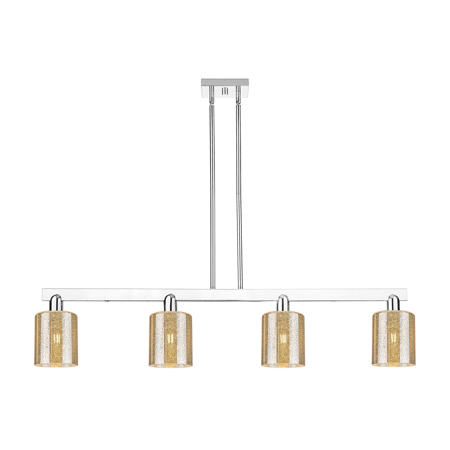 Innovations Cobbleskill 48in 4-Light Island Light | Industrial Polished Chrome Steel and Mercury Glass | Kitchen Island & Dining | Model 716-4I-PC-G116