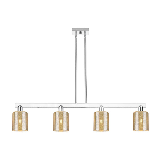 Innovations Cobbleskill 48in 4-Light Island Light | Industrial Polished Chrome Steel and Mercury Glass | Kitchen Island & Dining | Model 716-4I-PC-G116
